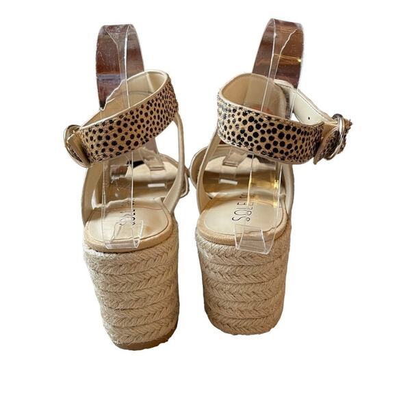 SOLE SOCIETY ADLYNDA 2 WOMENS COW HAIR ANKLE‎ STRAP PLATFORM SANDALS Size 8.5 - Picture 4 of 8